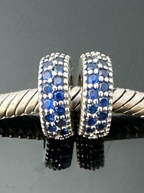 2 PANDORA Spacers Sparkling Blue Cubic Zirconia 925 Ale Silve